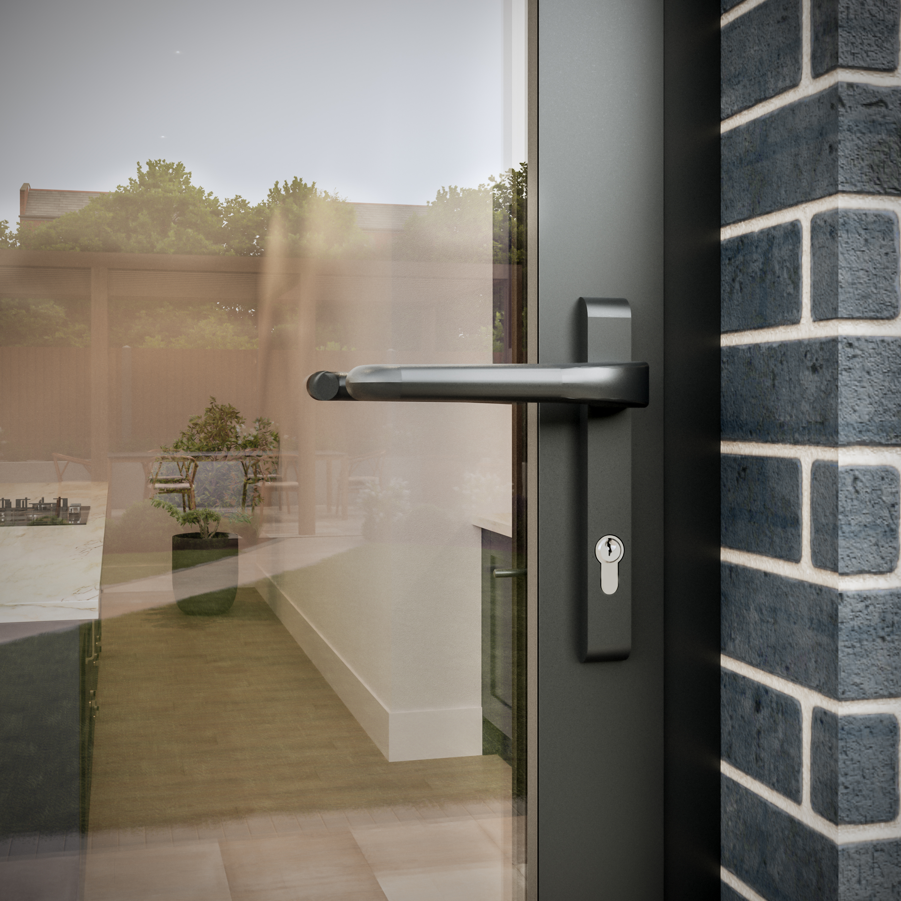 Black industrial aluminium handle detail